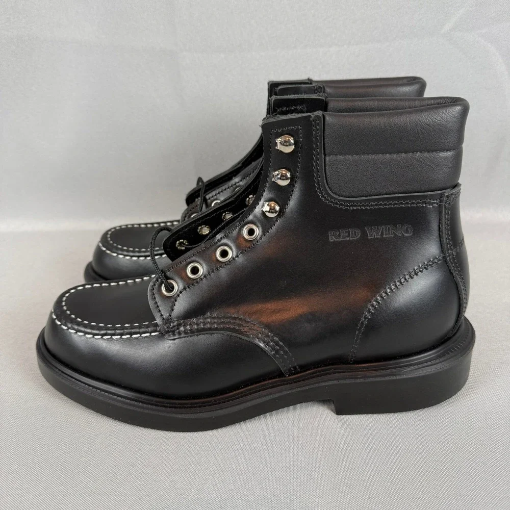 Red Wing Heritage Supersole Boots Mens 7 E Black Leather Moc Toe 8133 USA NIB